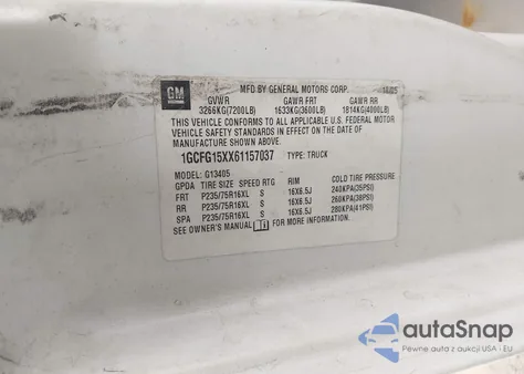 2006 Chevrolet Express Work Van из США, поврежденный, VIN 1GCFG15XX61157037